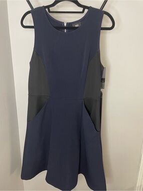 Massimo Navy and Black Sleeveless Fit-and-Flare Mini Dress